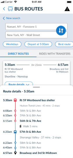 Coach USA bus route details