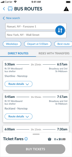 Coach app bus search