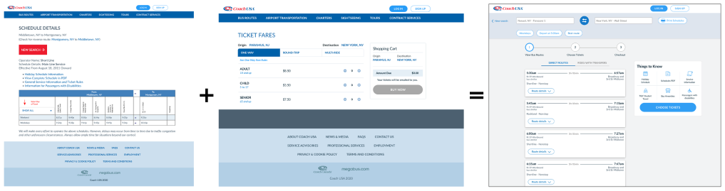 Coach USA combined schedules and fares experience
