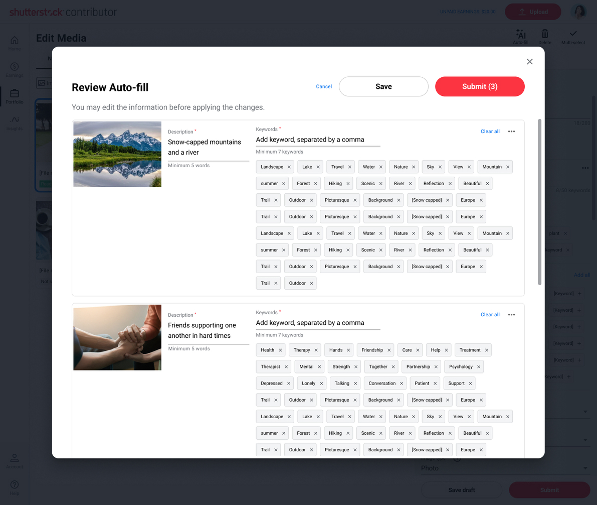 Final AI autofill contributor screen