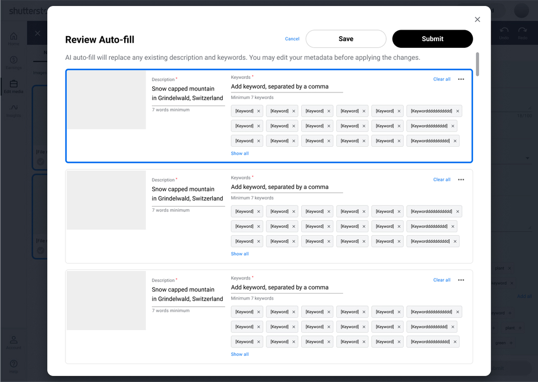 AI autofill contributor metadata workflow