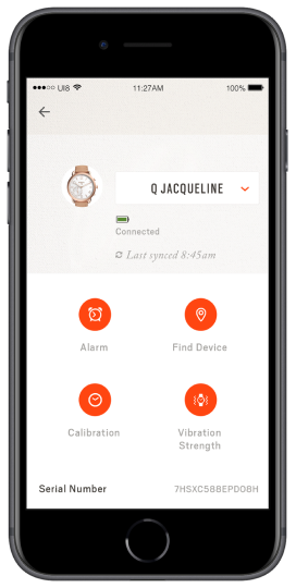 Watch settings screen