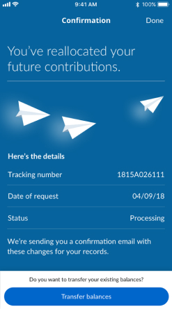 Allocation change confirmation