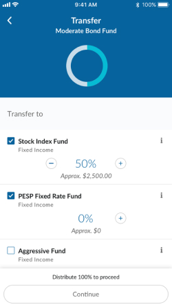 Adjust fund transfer percentages