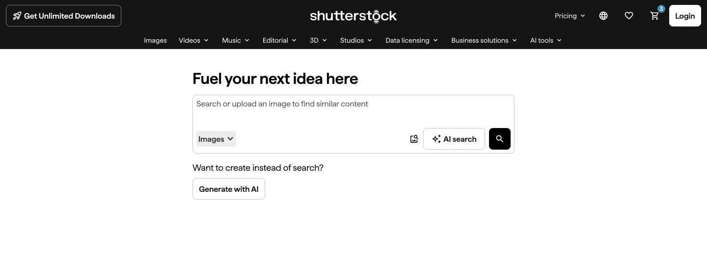 Search-first concept with AI generation as an alternative